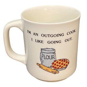 Vintage 80s House of Lloyd Outgoing Cook Mug White Foodie Restaurants Eating Out